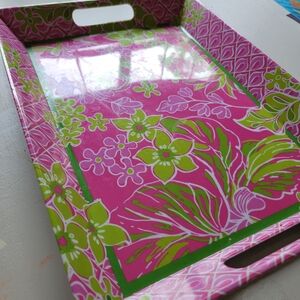 Floral Pink and Green Serving Tray